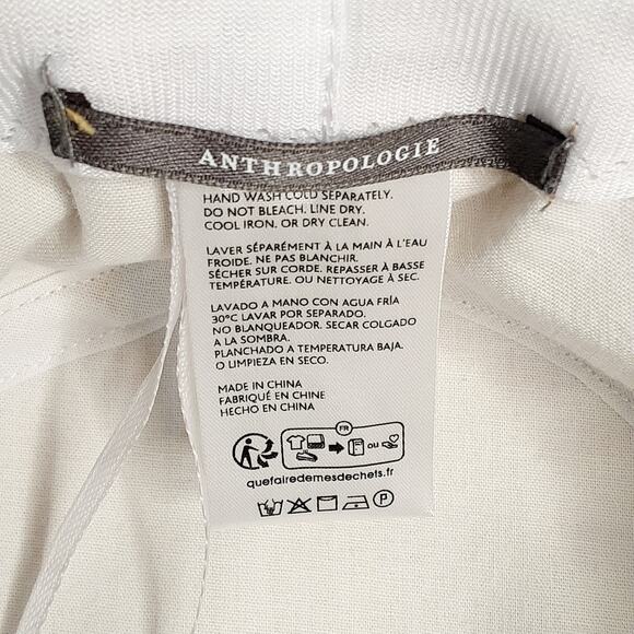 Antropologie Hat Wide Brim Bucket Hat Cotton And Paper Straw Trim Adjustable main image 10